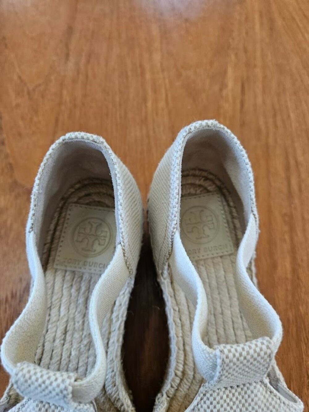 Tory Burch Catalina Espadrille Canvas Wedge Sandal Shoe Sand Natural Tan 8.5 - Picture 4 of 11